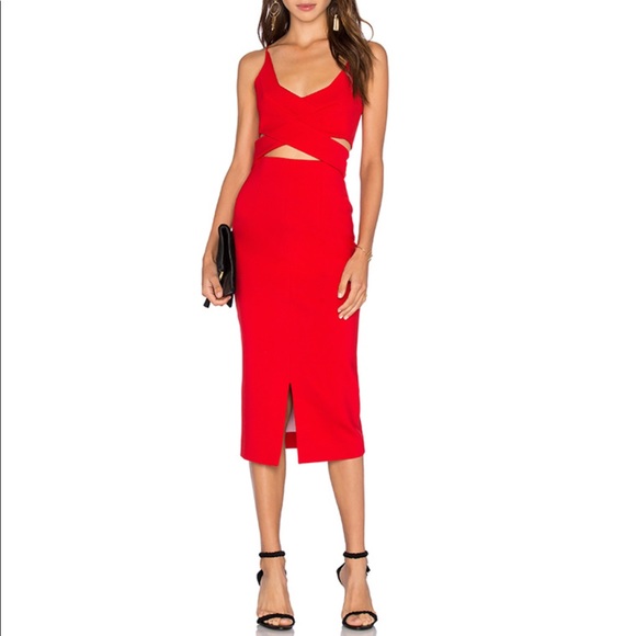 NICHOLAS Dresses & Skirts - NICHOLAS, Red Angled Wrap Dress